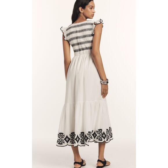 nwt by ANTHROPOLOGIE sz 1X The Peregrine Midi Dress Embroidered Smocked Edition - Picture 4 of 5